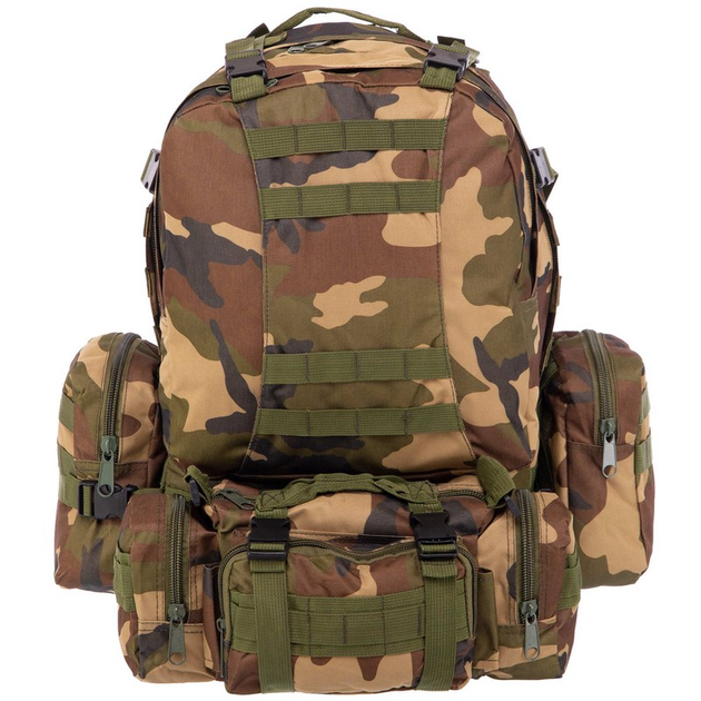 Тактический рюкзак 55 л рейдовый с отсоединяемыми подсумками (50 х 34 х 15+10 см) Камуфляж Woodland ZK-5504 - изображение 2