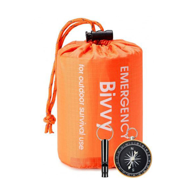 Спасательное покрывало 10 шт аварийное термоодеяло Bivvy 213х90 см Оранжевое - изображение 1