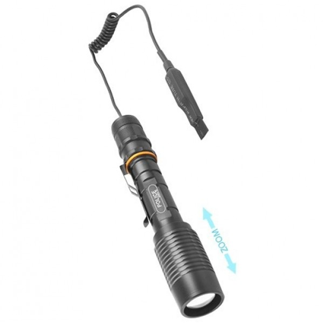 Ліхтар Bailong світлодіодний акумуляторний підствольний з зумом для полювання тактичний з виносною кнопкою під рушницю Чорний (Police-Q2804-T6) - зображення 2