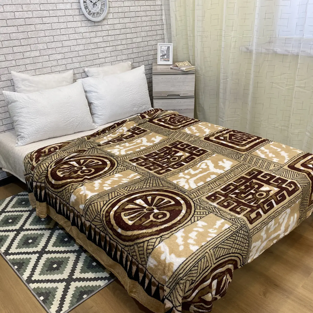 Плед покрывало одеяло травка из микрофибры двуспальный 180х200 см (473655-Prob) Квадраты - изображение 2