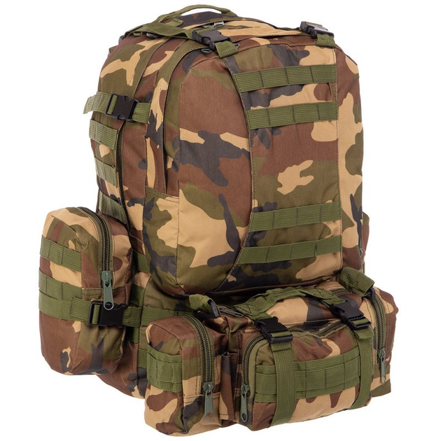 Рюкзак з підсумками тактичний, рейдовий військовий SP-Sport ZK-5504 55л камуфляж Woodland - зображення 2