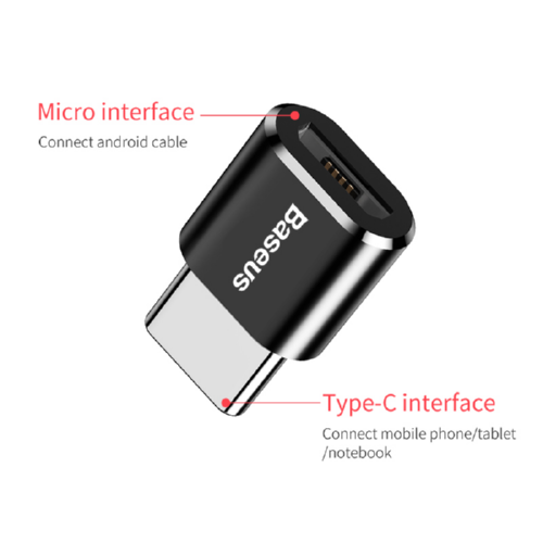 Перехідник BASEUS Micro USB to Type-C 2.4A CAMOTG-01 металевий Black - зображення 2