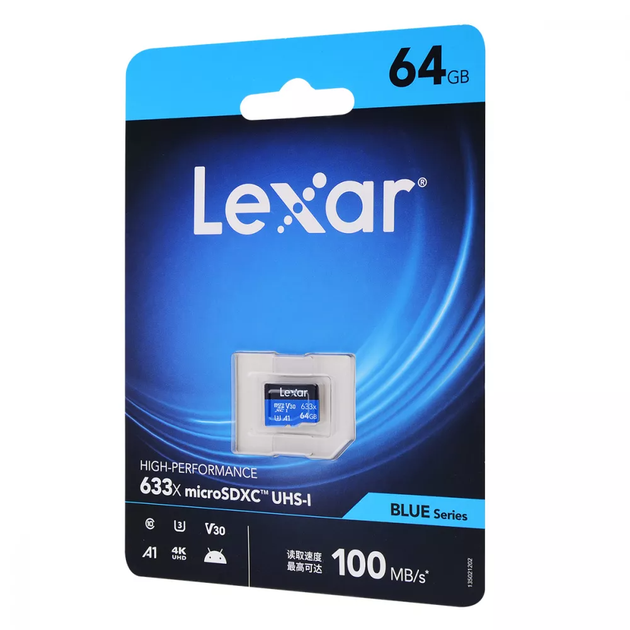 Карта памяти Накопитель Micro SDXC Card LEXAR 633x Class 10 UHS-I U3 64GB - изображение 3