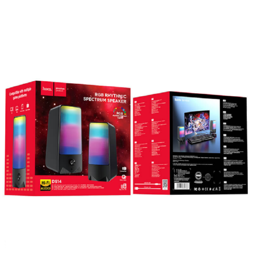Акустика HOCO для ПК RGB Rhythmic Spectrum DS14 10W AUX Mic black - Фото 4 Акустика HOCO для ПК RGB Rhythmic Spectrum DS14 10W AUX Mic black - изображение 4