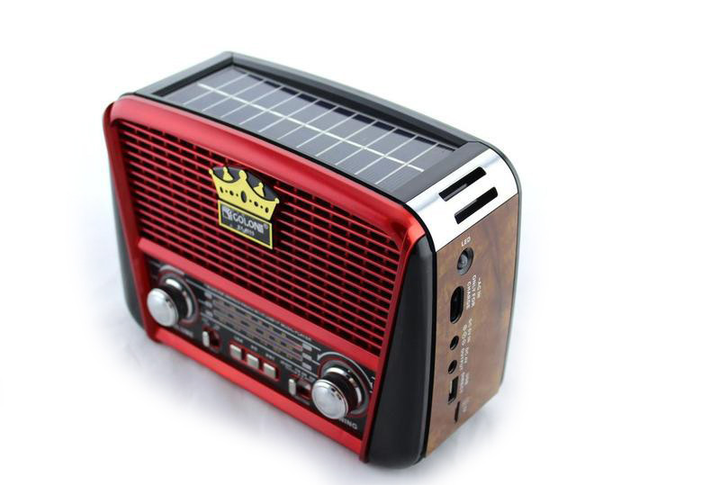 Портативная колонка Golon RX-455S Solar с солнечное панелью Wooden-Red LED фонарик - изображение 1