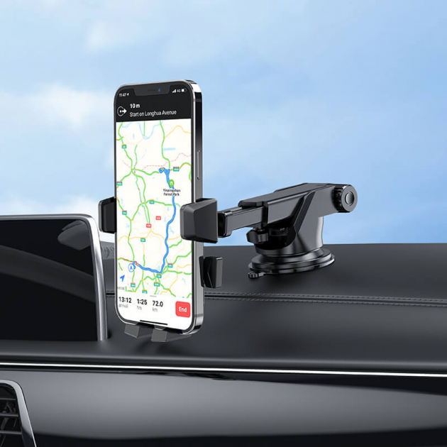 Універсальний автоутримувач HOCO David one-button center console car holder CA83 360° black - зображення 3