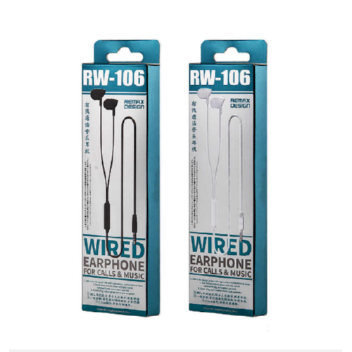 Навушники REMAX with mic Wired Earphone RW-106 HD Mic 3.5 мм white - зображення 2