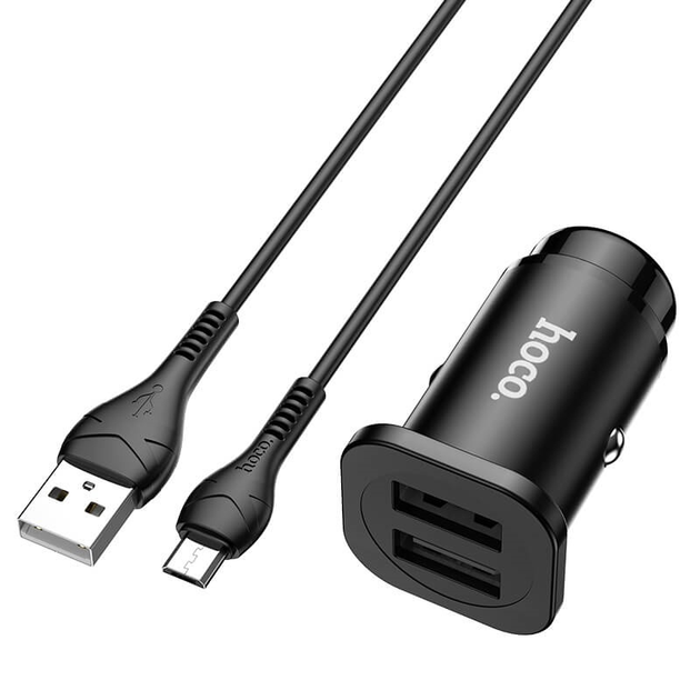 Адаптер автомобильный HOCO Micro USB Cable Wise road dual port car ...