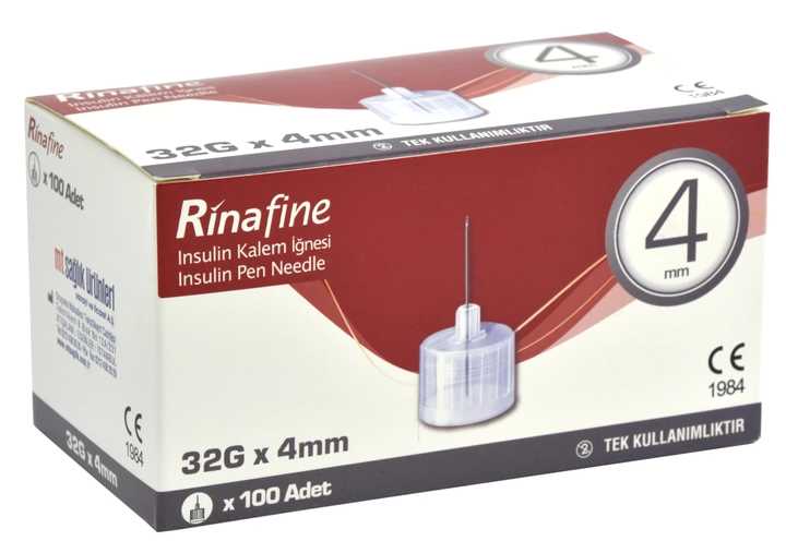 Голки для інсулінових шприц ручок Rinafine/Рінафайн 4 мм (32G x 0,23 мм) - зображення 1