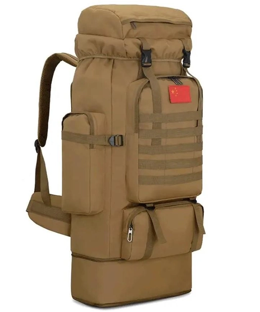 Рюкзак тактический раздвижной MHZ K1006 песочный, 70-85 л - изображение 2