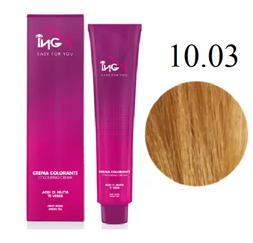 Крем-фарба для волосся ING Professional Coloring Cream 10.03 Платиновий блондин натиральний шоколад 100 мл - Фото 1 Крем-фарба для волосся ING Professional Coloring Cream 10.03 Платиновий блондин натиральний шоколад 100 мл - зображення 1