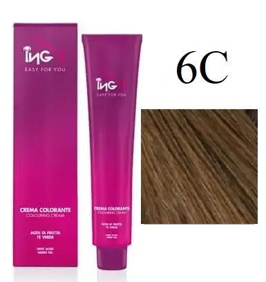 Крем-краска для волос безаммиачная ING Professional Colouring Cream No Ammonia 6С Темно-русый 100 мл - Фото 1 Крем-краска для волос безаммиачная ING Professional Colouring Cream No Ammonia 6С Темно-русый 100 мл - изображение 1