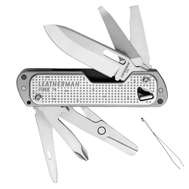 Складаний ніж мультиінструмент Leatherman 832686 Free T4 11 функцій 93 мм сріблястий - зображення 1