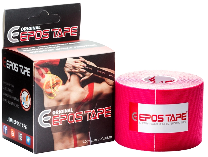 Кінезіо тейп EPOS TAPE Original 5 см х 5 м рожевий - зображення 1