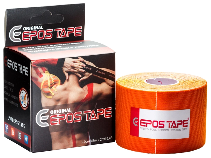 Кинезио тейп EPOS TAPE Original 5 см х 5 м оранжевый - изображение 1