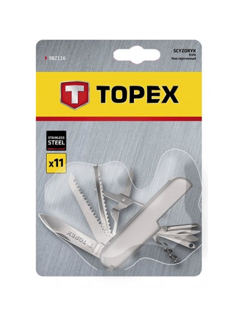 Нож перочинный Topex, 11 функций, нержавеющая сталь - изображение 2