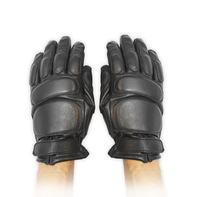 Тактичні шкіряні зимові рукавички на флісовій підкладці GlovesUA мод.312-б Чорний 10.5 - зображення 1