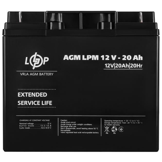 Акумулятор AGM LPM 12V 20 Ah LogicPower 4163 - зображення 3