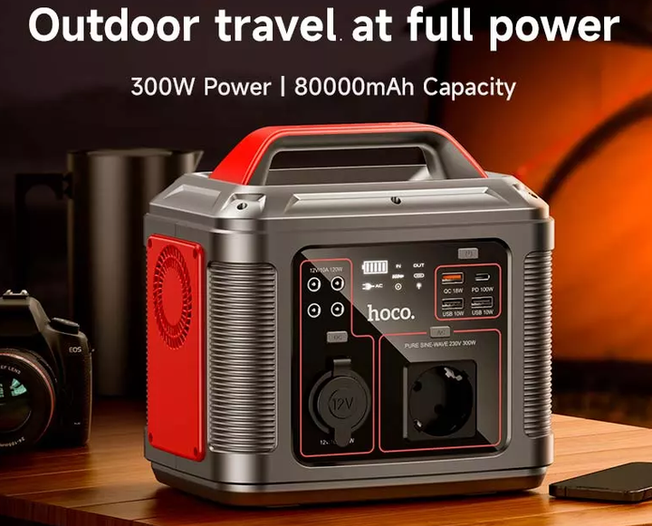Портативна зарядна станція Power Bank УМБ HOCO Energy storage DB28 80000mAh 300W 3USB/Type-C/AC PD/QC - зображення 4