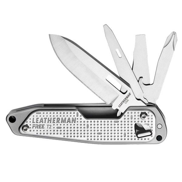 Складаний ніж мультиінструмент Leatherman 832682 Free T2 8 функцій 93 мм сріблястий - зображення 1