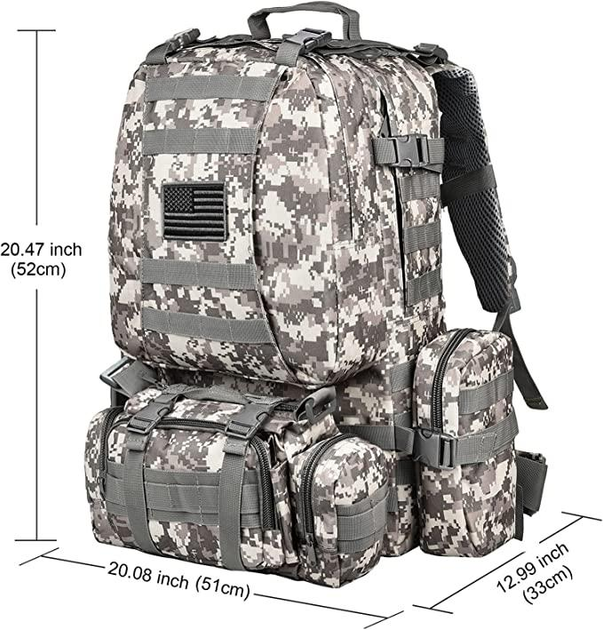 Американский тактический рюкзак Molle Army Assault QT&QY 60 литров - изображение 2