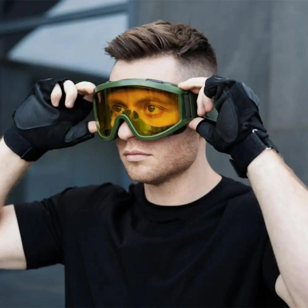 Баллистические очки со сменными линзами зеленые - изображение 1