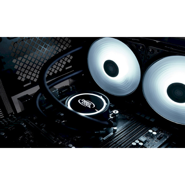 Система водяного охлаждения DeepCool Gammaxx L240T White (DP-H12RF-GL240TW), Intel: LGA2066/2011/1151/1150/1155/LGA1366, AMD: AM4/AM3+/AM3/AM2+/AM2/FM2+/FM2/FM1, 282x120x27 мм, 4-pin - изображение 7