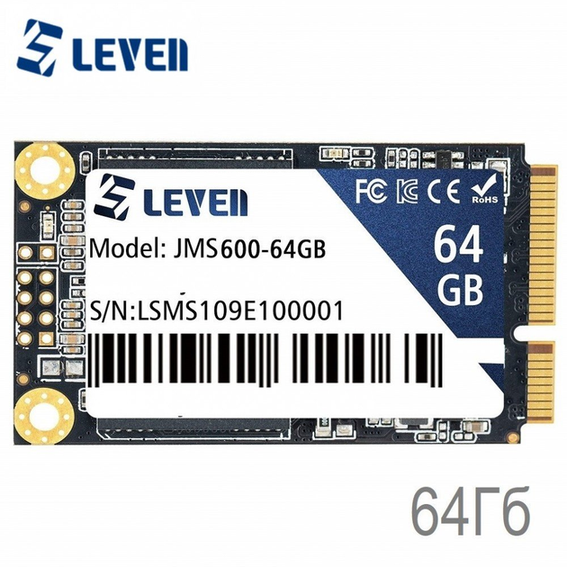 Накопичувач SSD LEVEN JMS600 MSATA 64ГБ - зображення 1