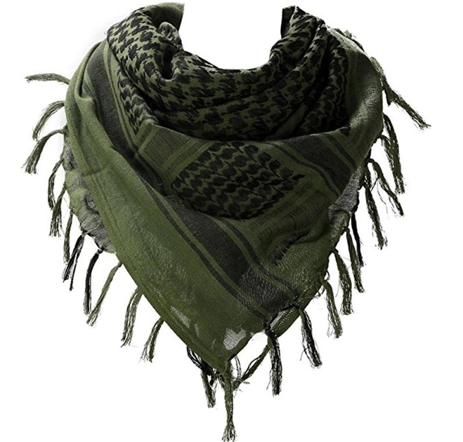 Платок шарф арафатка, шемаг, куфия 110см - Black/Green Primo зеленый - зображення 1