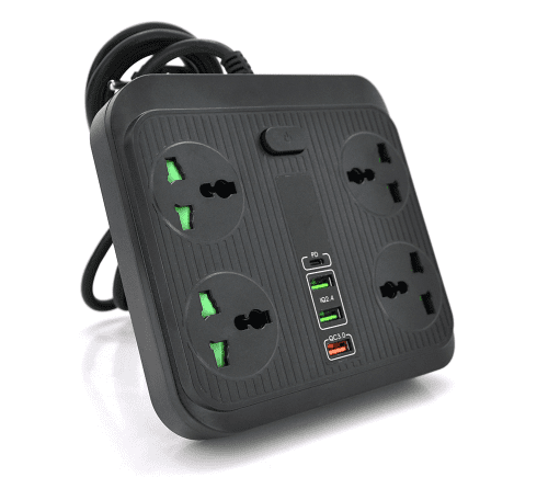 Сетевой фильтр TB-Т18, 4 розетки + 2 USB+ PD, 2 м, сечение 3х0,75мм, 3000W, Black - Фото 1 Сетевой фильтр TB-Т18, 4 розетки + 2 USB+ PD, 2 м, сечение 3х0,75мм, 3000W, Black - изображение 1