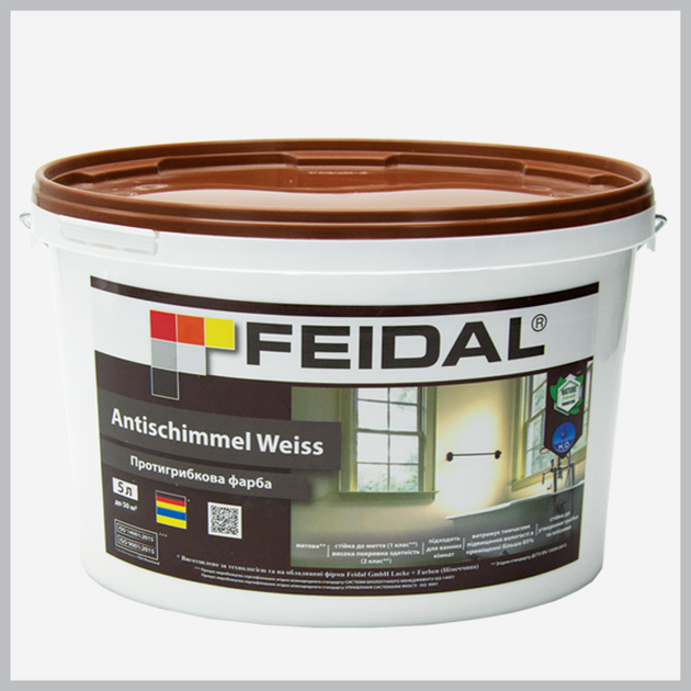 Краска противогрибковая Feidal Antischimmel Weiss, белая 10л - изображение 2