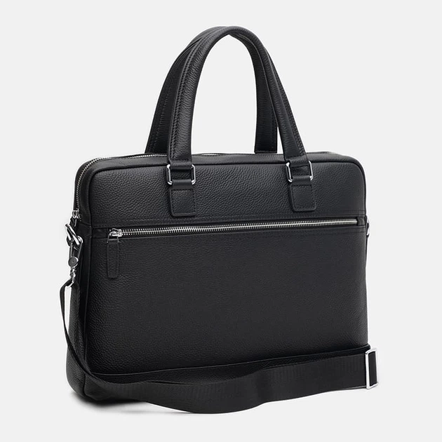Мужская кожаная сумка Borsa Leather K16613-1-black - изображение 2