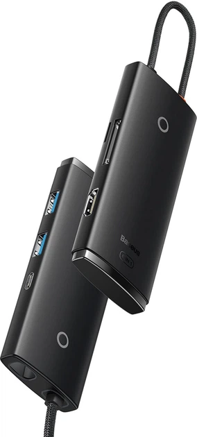 USB Hub Baseus Lite Series 6-Port Multifunctional HUB USB Type-C - 2xUSB 3.0 / USB Type-C PD / HDMI 1.4 / SD / TF Black (WKQX050101) - obraz 4