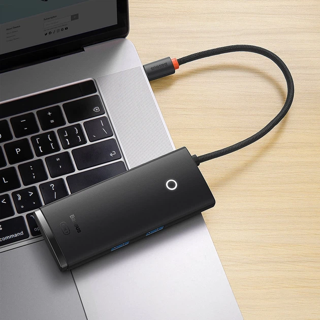 USB Hub Baseus Lite Series 6-Port Multifunctional HUB USB Type-C - 2xUSB 3.0 / USB Type-C PD / HDMI 1.4 / SD / TF Black (WKQX050101) - obraz 6