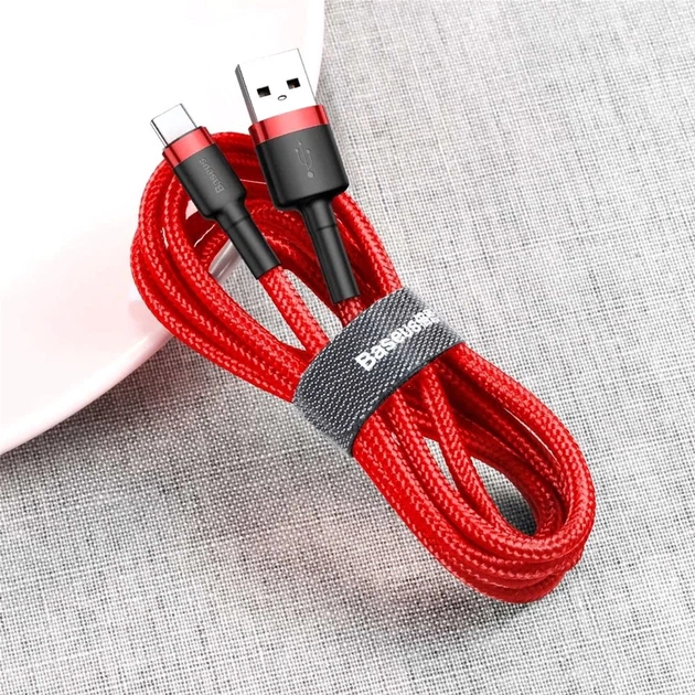 Kabel Baseus Cafule Cable USB For Type-C 2 A 3 m Red/Red (CATKLF-U09) - obraz 6