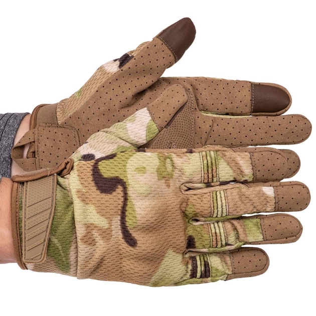 Міцні тактичні рукавички із закритими пальцями Рукавички для військових TACTICAL Камуфляж Woodland (BC-8816) L - зображення 1