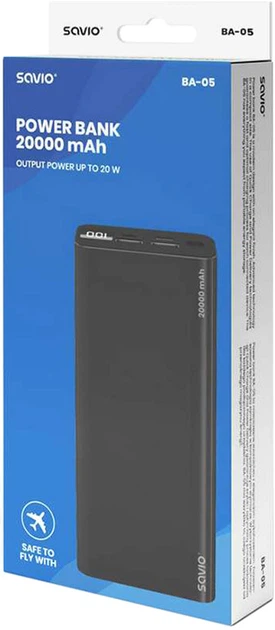 Powerbank Savio BA-05 20000 mAh Black (SAVIO BA-05) - obraz 2