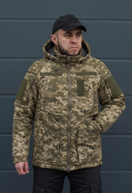 Куртка зимняя тактическая на молнии с капюшоном S gaubica pixel - изображение 1
