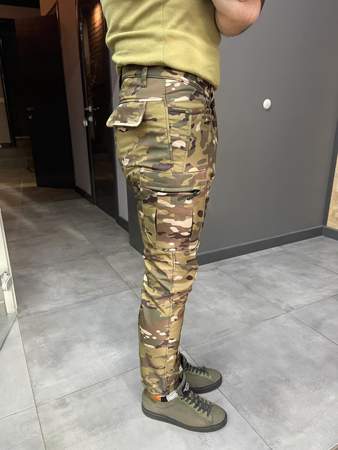 Брюки тактические флисовые, размер M, Мультикам, утепленные брюки для военных на флисе - зображення 2