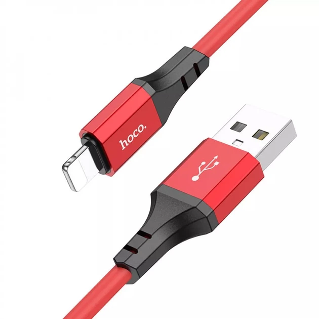 Кабель Hoco X86 Spear Silicone Lightning 1m red - Фото 4 Кабель Hoco X86 Spear Silicone Lightning 1m red - зображення 4