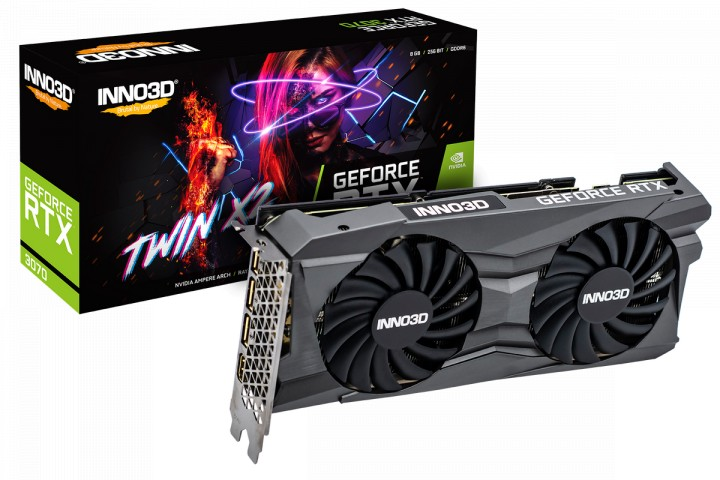Відеокарта Inno3D RTX 3070 TWIN X2 8 GB GDDR6 (256 bit) (1725/14000) (DisplayPort , HDMI) (M30702-08D6-1710VA32L) Б/В - зображення 1