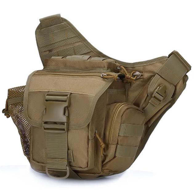 Сумка тактическая через плечо AOKALI Outdoor A03 (Sand) водонепроницаемая военная с карманами на молнии (OPT-9101) - изображение 1