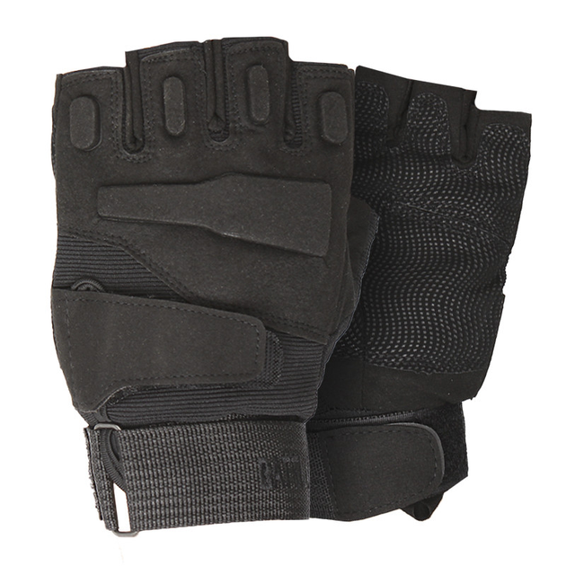 Перчатки тактические короткие Han-Wild HW72 Black XL мужские без пальцев с защитными вставками taktical (OPT-4061) - изображение 1