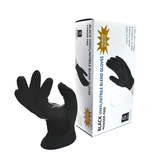 Перчатки Black Nitrilex S черные, 100 шт YRE - изображение 1