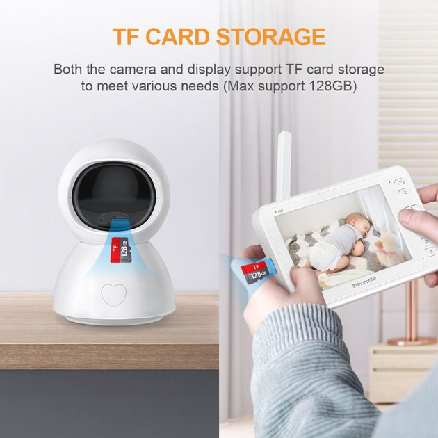 Видеоняня baby monitor беспроводная с большим 5" дюймовым монитором INQMEGA BM288, датчик температуры, подсветка, запись видео (100933) - изображение 2