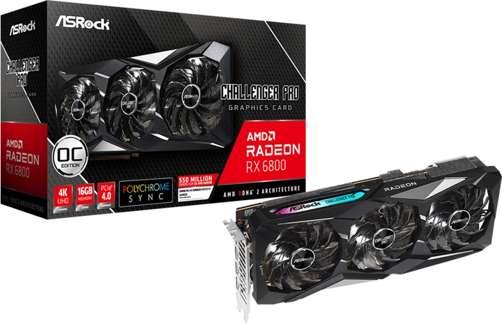 難あり　RX6800 ASRock Видеокарта ASRock PCI-Ex Radeon RX 6800 Challenger Pro OC 16GB