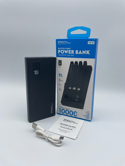 Потужний павербанк ACL 10000mAh-09 з екраном, Power Bank 2*USB кабелю Lightning/MicroUSB/Type-C/USB - зображення 5