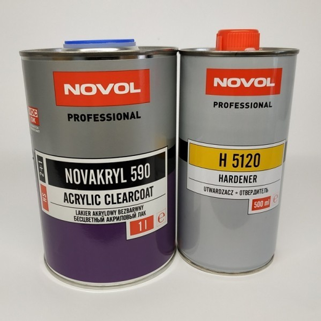 Прозорий акриловий лак NOVOL NOVAKRYL 590 2+1 1 л + затверджувач 0,5 л ...