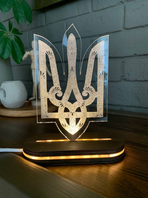 Патріотичний нічник України герб неоновий дерев'яний настільний ...