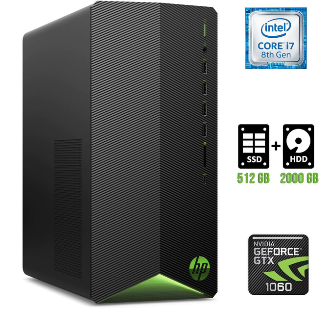 Игровой ПК HP / Core i7-8700 (6 (12) ядер по 3.2-4.6 GHz) / 16GB DDR4 ...